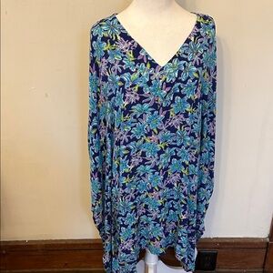 Maui Mamas Floral Blue V-Neck Women’s swim cover up New